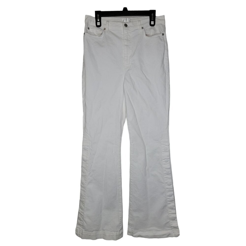 7 For All Mankind Flare Jeans Womens 31 White High Rise Stretch Comfort Hippie